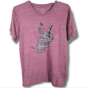 Lucky Brand Mens Medium Rattlesnake Moonshine Maroon Rayon Blend Soft T-Shirt